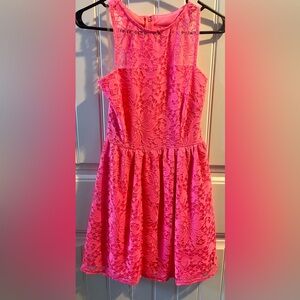 Speechless Bright Pink Lace Formal Dress